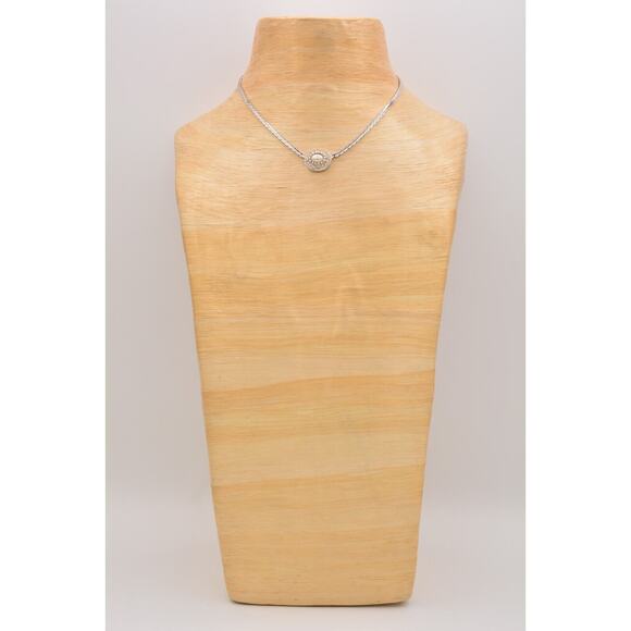 Christian Dior Vintage Collar Necklace Rhinestone Pearl Silver Signed 80s Bin7A - Picture 7 of 12